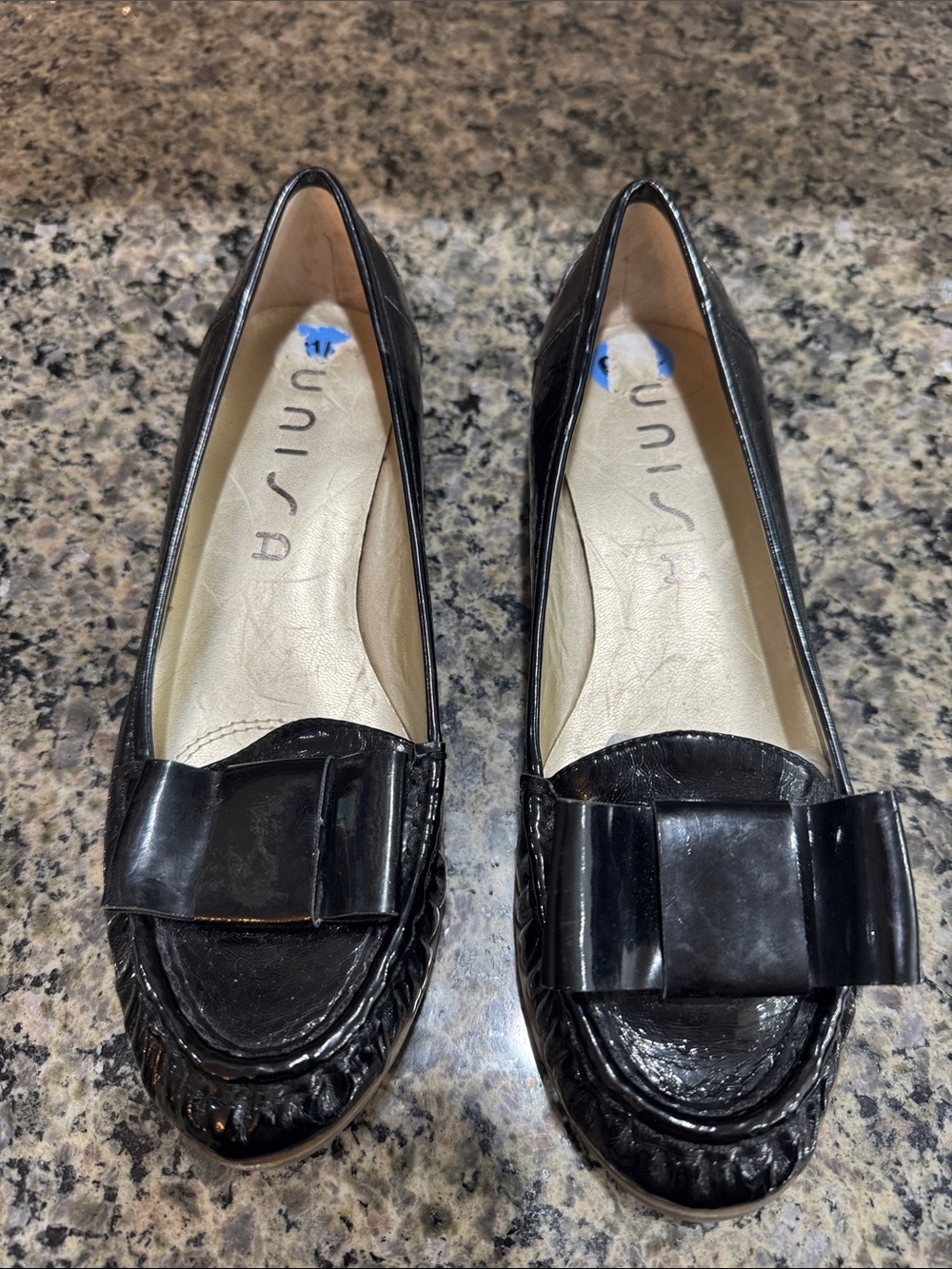 Unisa Black Patent Bow Loafers for Women